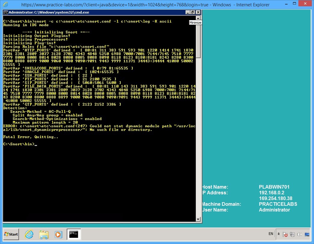 Practice Labs screenshot.